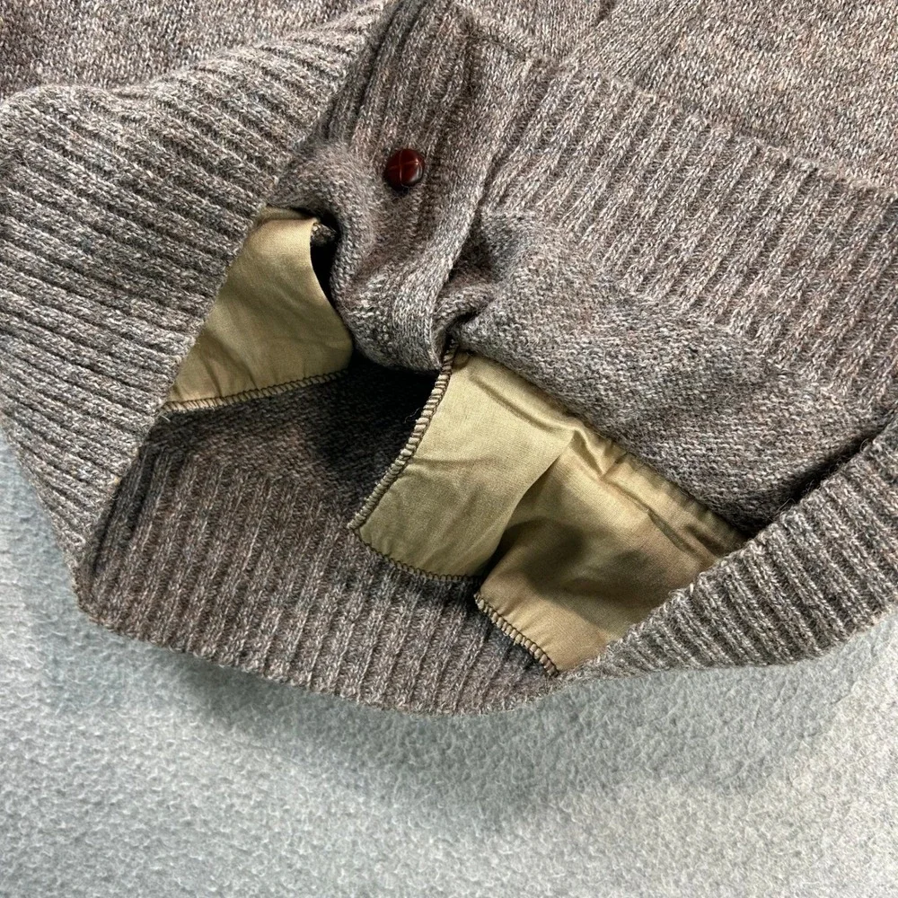 Vintage Cardigan Vest Mens M Brown Marled Knit V-Neck Button Wool Old Money